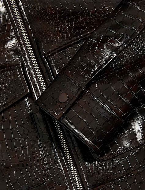 Buy Faux Leather Croc Harrington Jacket at Marks & Spencer