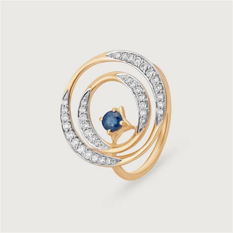 Celestial Dance 14KT Diamond and Blue Sapphire Ring