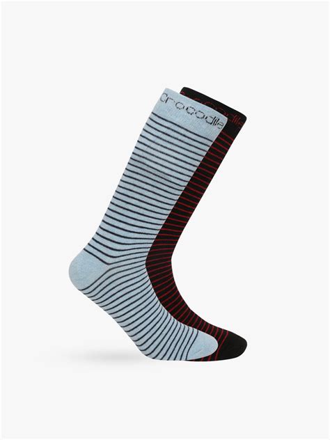 Striped Full Length Cotton Terry Stretch Socks – Crocodile