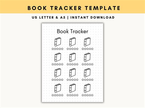 Book Tracker Bullet Journal Printable, Book Log Journal, Reading List Tracker Template, A5 ...