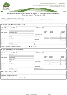Householder Application for Planning Permission - Blank Fillable ...