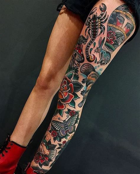 Pin on Mismatched tattoos | Leg tattoos women, Full leg tattoos ...
