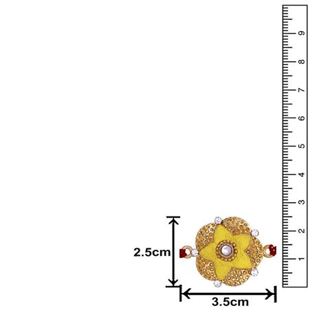 Mahi Bright Yellow Meenakari Work Floral Rakhi with White Crystals for ...