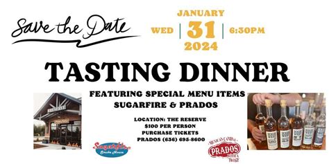 Bourbon Tasting Dinner - Menu from Sugarfire & Prados, Sugarfire ...