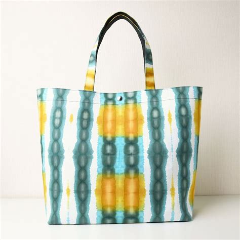 posc 板締め絞りトートバッグ／グリーン×イエロー | JAPANIQUE ONLINE SHOP