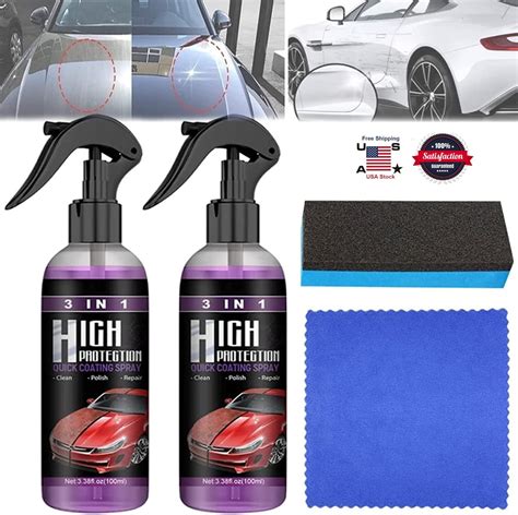 3 in 1 High Protection Quick Car Coat Ceramic Coating Spray Hydrophobic 100ML US | eBay
