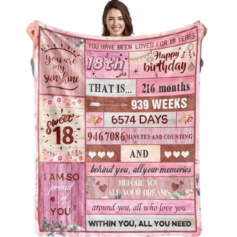 Kainsy 18th Birthday Gifts for Girls, 18th birthday blanket for Girl 18 ...