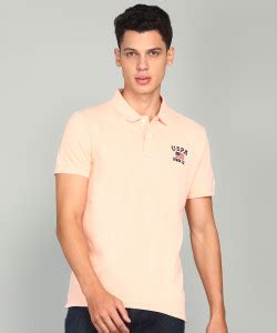 U.S. POLO ASSN. Solid Men Polo Neck Pink T-Shirt - Buy U.S. POLO ASSN ...