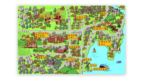 温泉小镇手绘地图|插画|商业插画|佩奥特掌 - 原创作品 - 站酷 (ZCOOL)