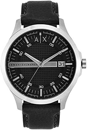 Armani Exchange Mens Hampton Leather Analogue Watch - AX2101 (Black ...
