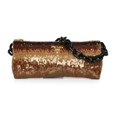Shop Pre‑Owned Prada Brown Ombre Sequin Logo Chain Bag | Confidential ...