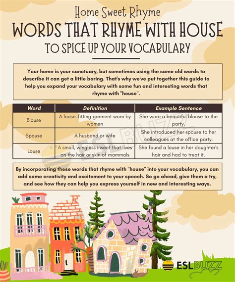 Words that Rhyme with House to Improve Your Rhyming Game Today - ESLBUZZ