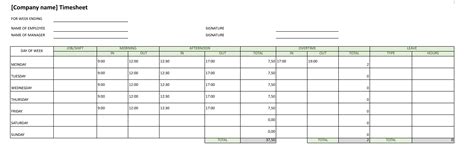 Free timesheet template in Excel | Conta