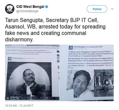 BJP IT Cell secretary arrested for sharing fake photos and videos in ...