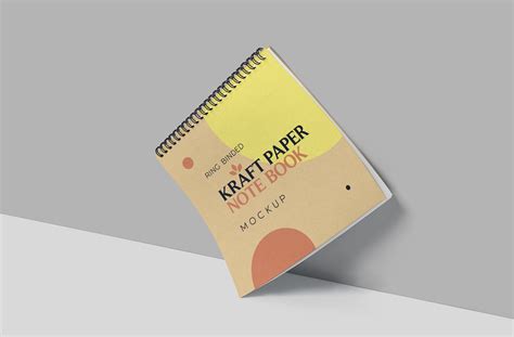 Floating Kraft Paper Notebook Mockup – Elegant Design | ZippyPixels