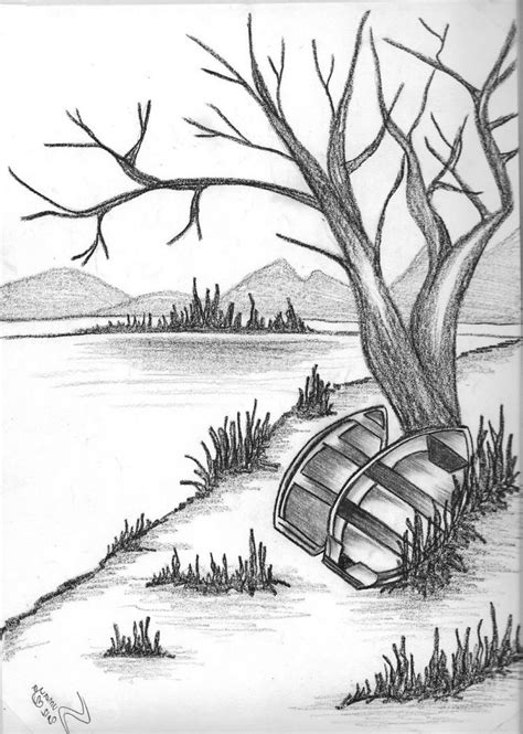 Scenery Sketch Drawing Pics - Drawing Skill - sketch of scenery
