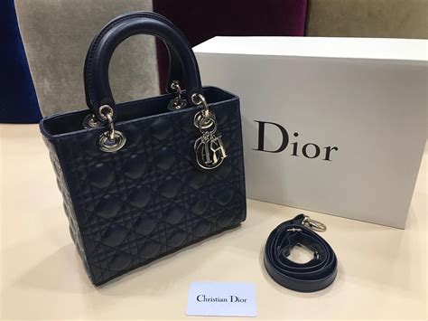 christian dior canta suni deri orta boy lacivert - Çanta Nişantaşı
