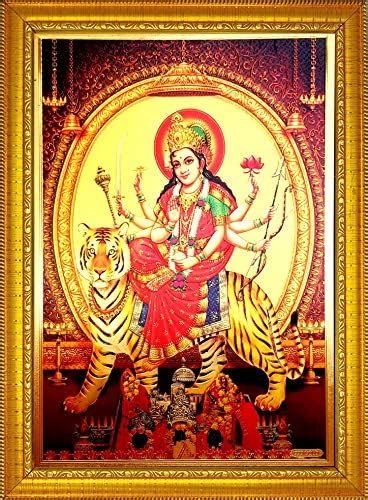 ADA Handicraft Maa Sherawali With Tiger Mata Durga Bhavani Wood Wall ...
