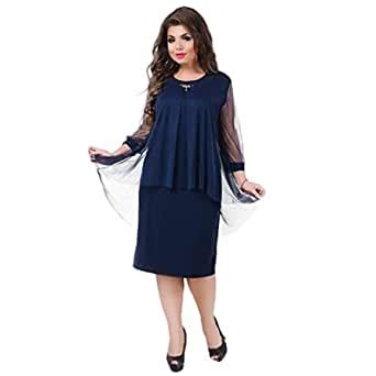 SOLEDI® Summer Dress Plus Size Women Dress Mesh Elegant Party Dress 5XL ...