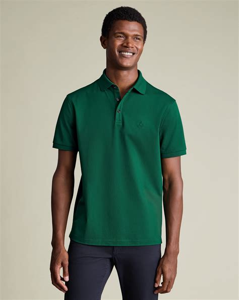Men's Pique Cotton Polo - Green, XL by Charles Tyrwhitt Reviews ...