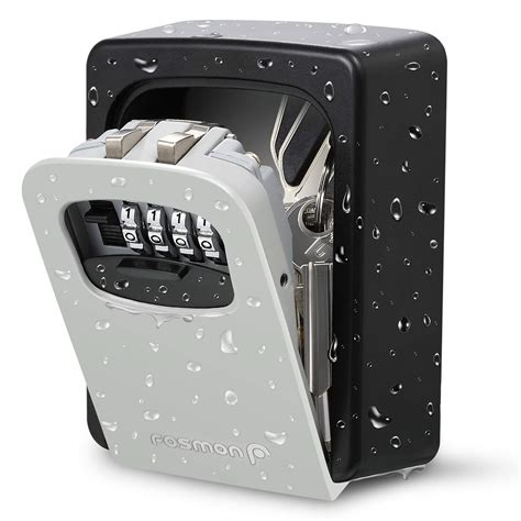 Fosmon Key Lock Box 4 Digits Combination Weatherproof Wall Mount Key ...