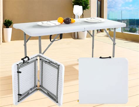 Camping Table 4 Foot Portable Folding Tables With Handle Steel ...