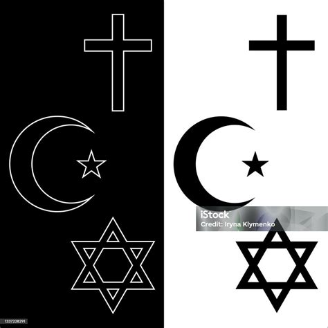Abrahamic Religions Icons Set Judaism Christianity And Islam Christian ...