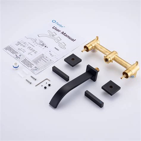 Buy Brass Wall Faucet Matte Black Wall Mounted Bathroom Faucet, Wall ...