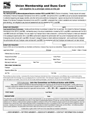 Fillable Online Union Membership and Dues Card Fax Email Print - pdfFiller