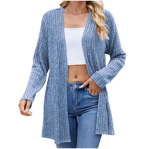 Luxalzxs Open Front Cardigan for Women Fall Casual Long Sleeve Dusters ...