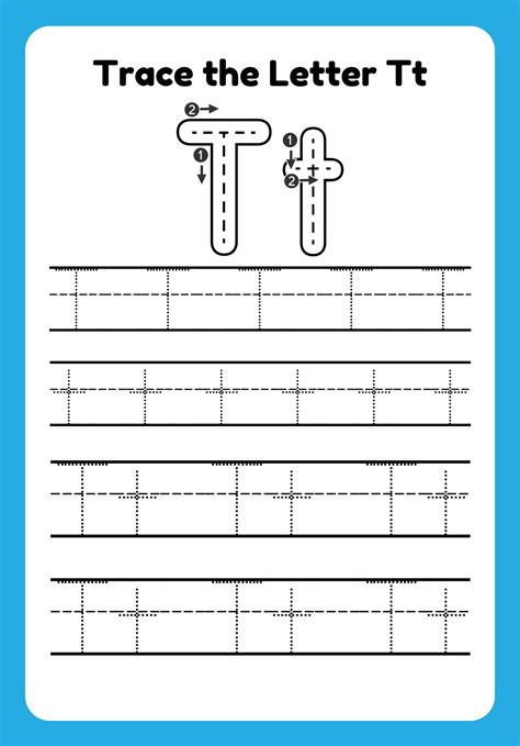 Letter T Hand Drawn Practice Worksheets for kids 49739234 Vector Art at Vecteezy