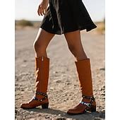 Women's Knee-High Western Riding Boots with Buckle Straps - Vintage ...