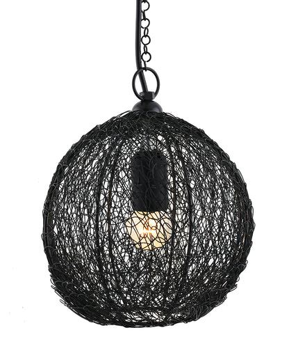 Classic Twisted Wire Round Hanging Pendant Light, Black Hanging Fixtur ...