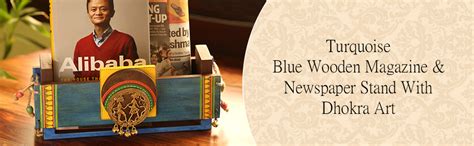 ExclusiveLane Hand-Painted Dhokra Wooden Newspaper Stand Magazine ...