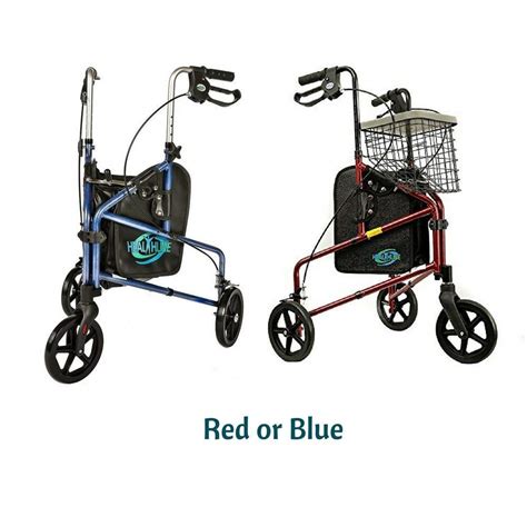 HEALTHLINE 3 Wheel Rollator Walker for Seniors, Foldable Lightweight ...