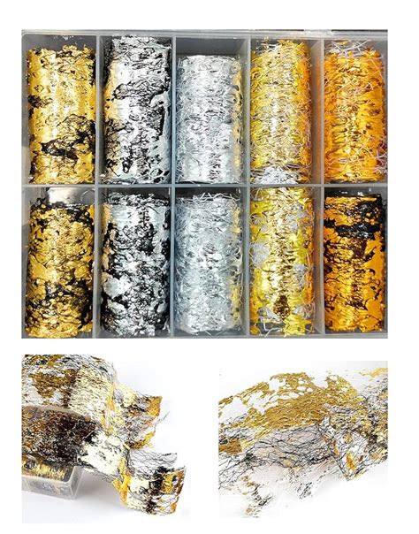 S.A.V.I 10 Rolls Nail Foil Transfer Sticker DIY Holographic Nail ...