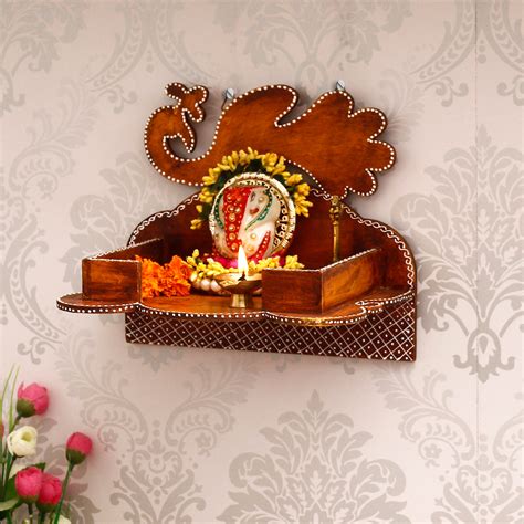 Brown MDF Pooja Temple/Mandir - eCraftIndia Online