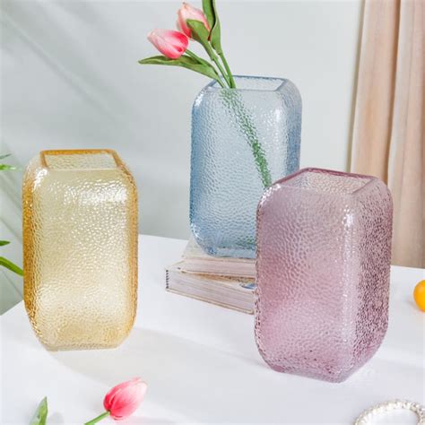 Art Deco Pebble Patterned Glass Vase Purple 7.5 Inch