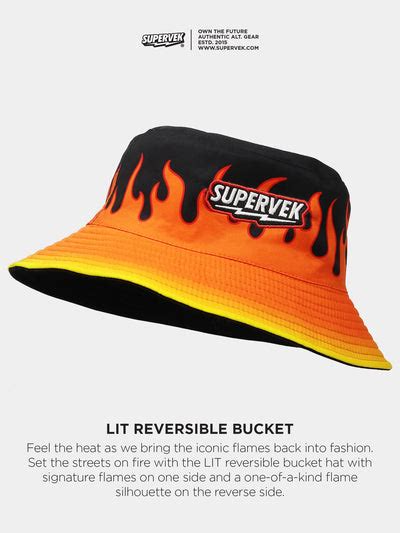 Buy Lit Bucket Hat by Supervek | Reversible | Unisex | Flame Print
