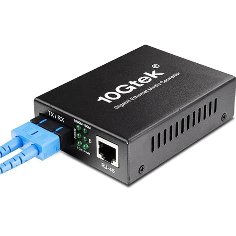 Gigabit Ethernet to Fiber Media Converter 10/100/1000M Single-Mode Dual ...