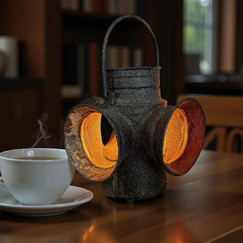 Antique Metal Table Lamp – Distressed & Distinctive : Noor 20 — Khojcrafts
