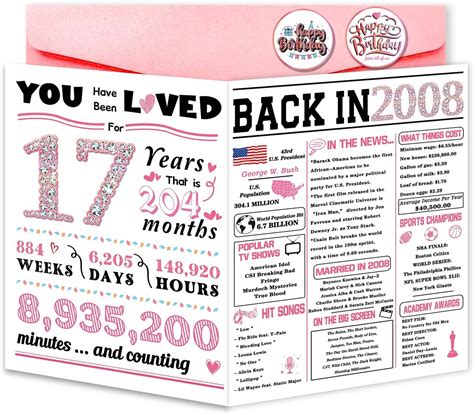 Amazon.com : ATTLVV 17th Birthday Card,Happy 17th Birthday Decorations ...