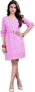 EZ stall Women Empire Waist Pink Below Knee Dress - Buy EZ stall Women ...