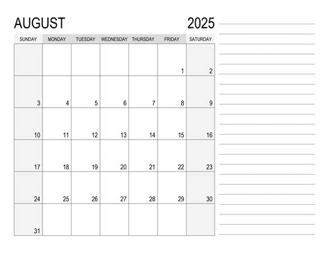 August 2025 Calendar | Free Printable Calendars