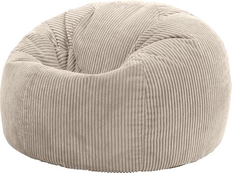 icon Kingston Classic Fluffy Corduroy Bean Bag, Adults, Beige, with ...