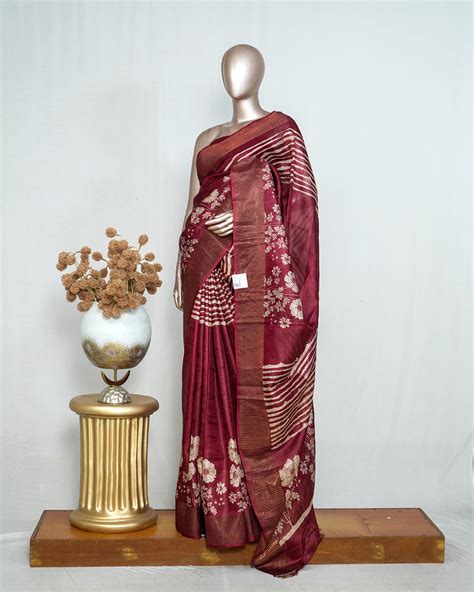 Floral Printed Tussar Silk Saree SAN4206 – Santinni Bridal Boutique