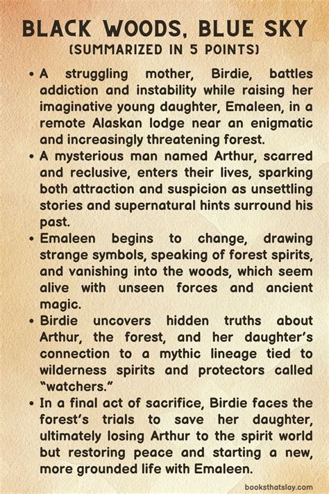 Black Woods, Blue Sky Summary, Characters and Themes