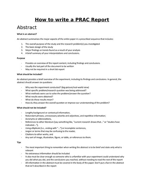 How to write a PRAC Report - How to write a PRAC Report Abstract What ...