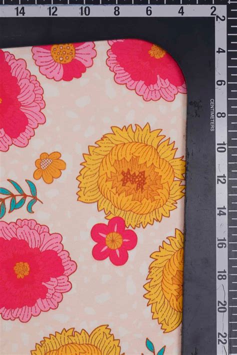 Abstract Floral Pattern Digitally Printed on Charmie Satin – Saraaha