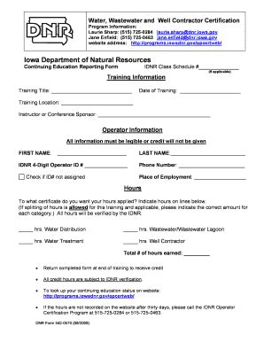 Fillable Online iowadnr IDNR CEU Reporting form - Iowa Department of ...